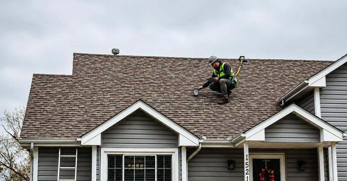 image showing the hail damage roof inspection in Omaha